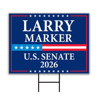 Larry Marker For New Mexico Senate 2026 Yard Sign, Corrugated Plastic Senate Elections, Race Red White & Blue Yard Sign with Metal H-Stake