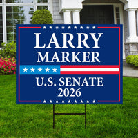 Larry Marker For New Mexico Senate 2026 Yard Sign, Corrugated Plastic Senate Elections, Race Red White & Blue Yard Sign with Metal H-Stake
