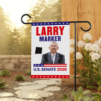Larry Marker For New Mexico Senate 2026 Garden Flag, Double Sided, 2026 Senate Flag, Elections Flag, Anti-Trump, Race Red White & Blue Flag