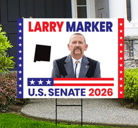 Larry Marker For New Mexico Senate 2026 Yard Sign, Corrugated Plastic Senate Elections, Race Red White & Blue Yard Sign with Metal H-Stake