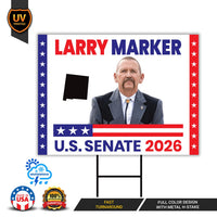 Larry Marker For New Mexico Senate 2026 Yard Sign, Corrugated Plastic Senate Elections, Race Red White & Blue Yard Sign with Metal H-Stake