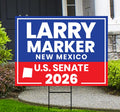 Larry Marker For New Mexico Senate 2026 Yard Sign, Corrugated Plastic Senate Elections, Race Red White & Blue Yard Sign with Metal H-Stake