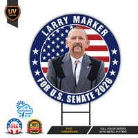 Larry Marker For New Mexico Senate 2026 Yard Sign, Corrugated Plastic Senate Elections, Race Red White & Blue Yard Sign with Metal H-Stake