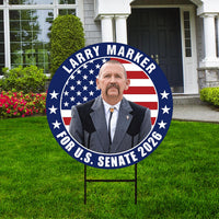 Larry Marker For New Mexico Senate 2026 Yard Sign, Corrugated Plastic Senate Elections, Race Red White & Blue Yard Sign with Metal H-Stake