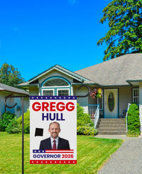 Gregg Hull For New Mexico Governor 2026 Garden Flag, Double Sided, 2026 Governor Flag, Elections Flag, Race Red White & Blue Flag