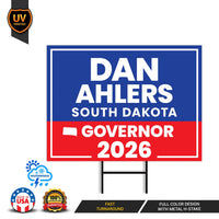 Dan Ahlers For South Dakota Governor 2026 Yard Sign, Corrugated Governor Elections Race Red White & Blue Yard Sign with Metal H-Stake