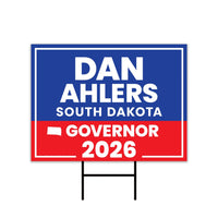 Dan Ahlers For South Dakota Governor 2026 Yard Sign, Corrugated Governor Elections Race Red White & Blue Yard Sign with Metal H-Stake