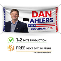 Dan Ahlers For South Dakota U.S. Governor Banner Sign, 13 oz Waterproof US Governor Election 2026 Vinyl Banner With Metal Grommets