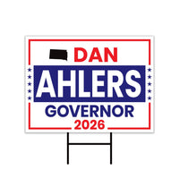Dan Ahlers For South Dakota Governor 2026 Yard Sign, Corrugated Governor Elections Race Red White & Blue Yard Sign with Metal H-Stake