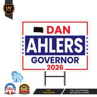 Dan Ahlers For South Dakota Governor 2026 Yard Sign, Corrugated Governor Elections Race Red White & Blue Yard Sign with Metal H-Stake