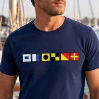 Personalized Nautical Alphabet Shirt, Custom Signal Flag Name Tee, Sailor Boating Crewneck Tee, Cruise Vacation Outfit, Gift for Sailor