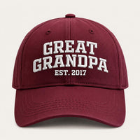 Personalized Great Grandpa Embroidered Hat, Custom EST Year Cap, Adjustable Cotton Cap, Great Grandpa Birthday Gift, Custom Text Hat