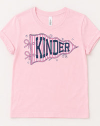 Custom Kinder Teacher Shirt, Kindergarten Grade Level Tee, Cute Pennant Classroom Shirt, Back to School Outfit, Teacher Appreciation Gift