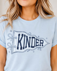 Custom Kinder Teacher Shirt, Kindergarten Grade Level Tee, Cute Pennant Classroom Shirt, Back to School Outfit, Teacher Appreciation Gift