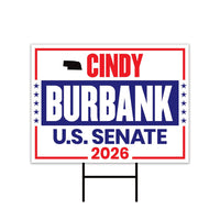 Cindy Burbank For Nebraska Senate 2026 Yard Sign, Corrugated Plastic Senate Elections, Race Red White & Blue Yard Sign with Metal H-Stake