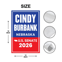 Cindy Burbank For Nebraska Senate 2026 Garden Flag, Double Sided, 2026 Senate Flag, Elections Flag, Republican, Race Red White & Blue Flag