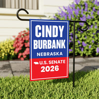 Cindy Burbank For Nebraska Senate 2026 Garden Flag, Double Sided, 2026 Senate Flag, Elections Flag, Republican, Race Red White & Blue Flag
