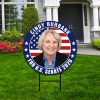 Cindy Burbank For Nebraska Senate 2026 Yard Sign, Corrugated Plastic Senate Elections, Race Red White & Blue Yard Sign with Metal H-Stake