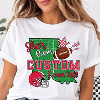 Personalized Football Girlfriend Shirt, Custom Team Color Game Day Tee, Funny She's From Design, Football Season Outfit, Custom Team Gift
