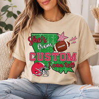 Personalized Football Girlfriend Shirt, Custom Team Color Game Day Tee, Funny She's From Design, Football Season Outfit, Custom Team Gift