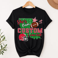 Personalized Football Girlfriend Shirt, Custom Team Color Game Day Tee, Funny She's From Design, Football Season Outfit, Custom Team Gift