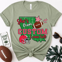 Personalized Football Girlfriend Shirt, Custom Team Color Game Day Tee, Funny She's From Design, Football Season Outfit, Custom Team Gift