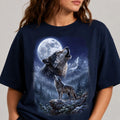 Howling Wolf Moon Shirt, Vintage Wilderness Graphic Tee, Mountain Forest Animal T-Shirt, Nature Lover Outdoor Outfit, Gift for Wolf Lover