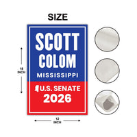Scott Colom For Mississippi Senate 2026 Garden Flag, Double Sided, 2026 Senate Flag, Elections Flag, Race Red White & Blue Flag