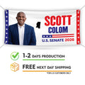 Scott Colom For Mississippi U.S. Senate Banner Sign, 13 oz Waterproof US Senate Election 2026 Vinyl Banner With Metal Grommets
