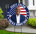 Scott Colom For Mississippi Senate 2026 Yard Sign, Corrugated Senate Elections, Race Red White & Blue Yard Sign with Metal H-Stake
