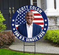 Scott Colom For Mississippi Senate 2026 Yard Sign, Corrugated Senate Elections, Race Red White & Blue Yard Sign with Metal H-Stake