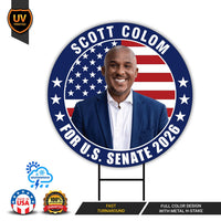 Scott Colom For Mississippi Senate 2026 Yard Sign, Corrugated Senate Elections, Race Red White & Blue Yard Sign with Metal H-Stake