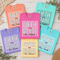 Personalized Fifth Grade Teacher Shirt, Custom Name Comfort Colors Tee, Cute Bow Classroom Shirt, Back to School Gift, Gift for Teacher