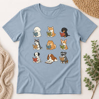 Cute Reading Dogs Shirt, Book Lover Puppy Tee, Cozy Library Dog T Shirt, Playful Reader Graphic Top, Perfect Gift for Dog Mom and Bookworm
