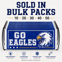 Custom Handheld Cheer Banners, Personalized School Spirit Vinyl Signs with Plastic Handles, Bulk Team Banner Set of 10+