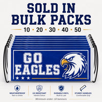 Custom Handheld Cheer Banners, Personalized School Spirit Vinyl Signs with Plastic Handles, Bulk Team Banner Set of 10+