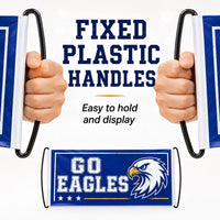 Custom Handheld Cheer Banners, Personalized School Spirit Vinyl Signs with Plastic Handles, Bulk Team Banner Set of 10+