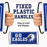 Custom Handheld Cheer Banners, Personalized School Spirit Vinyl Signs with Plastic Handles, Bulk Team Banner Set of 10+