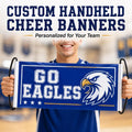 Custom Handheld Cheer Banners, Personalized School Spirit Vinyl Signs with Plastic Handles, Bulk Team Banner Set of 10+