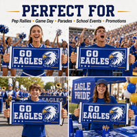 Custom Handheld Cheer Banners, Personalized School Spirit Vinyl Signs with Plastic Handles, Bulk Team Banner Set of 10+