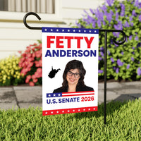 Fetty Anderson For West Virginia Senate 2026 Garden Flag, Double Sided, 2026 Senate Flag, Elections Flag, Race Red White & Blue Flag