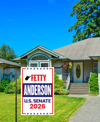 Fetty Anderson For West Virginia Senate 2026 Garden Flag, Double Sided, 2026 Senate Flag, Elections Flag, Race Red White & Blue Flag