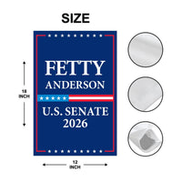 Fetty Anderson For West Virginia Senate 2026 Garden Flag, Double Sided, 2026 Senate Flag, Elections Flag, Race Red White & Blue Flag