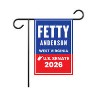 Fetty Anderson For West Virginia Senate 2026 Garden Flag, Double Sided, 2026 Senate Flag, Elections Flag, Race Red White & Blue Flag