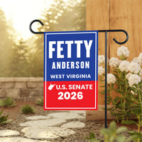 Fetty Anderson For West Virginia Senate 2026 Garden Flag, Double Sided, 2026 Senate Flag, Elections Flag, Race Red White & Blue Flag