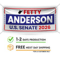 Fetty Anderson For West Virginia U.S. Senate Banner Sign, 13 oz Waterproof US Senate Election 2026 Vinyl Banner With Metal Grommets
