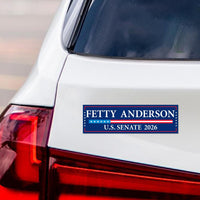 Fetty Anderson For West Virginia Senate 2026 Car Magnet - Vote Fetty Anderson Vehicle Magnet, West Virginia Senate Elections Magnet -10"x 3"