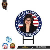 Fetty Anderson For West Virginia Senate 2026 Yard Sign, Corrugated Senate Election, Race Red White & Blue Yard Sign with Metal H-Stake