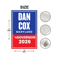 Dan Cox For Maryland Governor 2026 Garden Flag, Double Sided, 2026 Governor Flag,, Elections Flag, Race Red White & Blue Flag