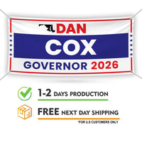 Dan Cox For Maryland U.S. Governor Banner Sign, 13 oz Waterproof US Governor Election 2026 Vinyl Banner With Metal Grommets